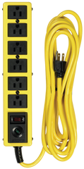 6 Outlet - Black/Yellow - Surge Protector/Circuit Breaker - Makers Industrial Supply