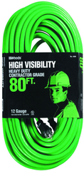 80' Ext. Cord Extra HD 1-Outlet- Neon High Visibility - Makers Industrial Supply
