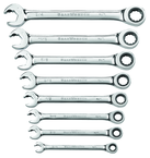 8 Piece - Revesible Combination Ratcheting Wrench Set SAE - Makers Industrial Supply