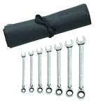 7 Piece - Reversible Combination Ratcheting Wrench Set SAE - Makers Industrial Supply