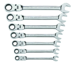 7 Piece - Flex-Head Combination Ratcheting Wrench Set SAE - Makers Industrial Supply