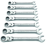 7 Piece - Flex-Head Metric Combination Ratcheting Wrench Set - Makers Industrial Supply