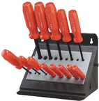 10 Piece - 1.3 - 10mm Screwdriver Style - Ball End Hex Driver Set with Stand - Makers Industrial Supply