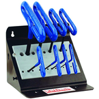 8 Piece - 2.0 - 10mm T-Handle Style - 9'' Arm- Hex Key Set with Plain Grip in Stand - Makers Industrial Supply