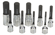 9 Piece - 5/32; 3/5; 7/32; 1/4; 5/16; 3/8; 1/2; 9/16; 5/8" - 2" OAL - Pro Hold® Socket Bit Set - Makers Industrial Supply