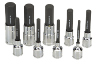 9 Piece - 4; 5; 6; 7; 8; 10; 12; 14; 17mm - 2" OAL - Pro Hold® Metric Socket Bit Set - Makers Industrial Supply