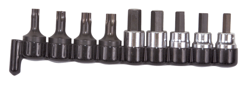 9 Piece - #29150 - 3/8'' Drive - Includes: 1/4; 3/8 Hex; 7; 8; 10mm Hex; T40; T45; T47; T50 Torx - Socket Drive Hex & Torx Bit Set - Makers Industrial Supply