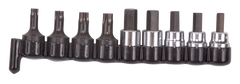 9 Piece - #29150 - 3/8'' Drive - Includes: 1/4; 3/8 Hex; 7; 8; 10mm Hex; T40; T45; T47; T50 Torx - Socket Drive Hex & Torx Bit Set - Makers Industrial Supply