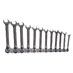 Snap-On/Williams Reverse Ratcheting Wrench Set -- 12 Pieces; 12PT Chrome Plated; Includes Sizes: 8; 9; 10; 11; 12; 13; 14; 15; 16; 17; 18; 19mm; 5° Swing - Makers Industrial Supply