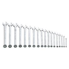 Snap-On/Williams Metric Combination Wrench Set -- 18 Pieces; 12PT Satin Chrome; Includes Sizes: 7; 8; 9; 10; 11; 12; 13; 14; 15; 16; 17; 18; 19; 20; 21; 22; 23; 24mm - Makers Industrial Supply