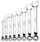 Snap-On/Williams Reverse Ratcheting Wrench Set -- 8 Pieces; 12PT Chrome Plated; Includes Sizes: 5/16; 3/8; 7/16; 1/2; 9/16; 5/8; 11/16; 3/4"; 5° Swing - Makers Industrial Supply