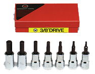 7 Piece - 1/8; 5/32; 3/16; 7/32; 1/4; 5/16; 3/8" - 3/8" Drive - Hex Bit Set - Makers Industrial Supply