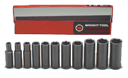 11 Piece - #412 - 3/8 to 1" - 1/2'' Drive - 6 Point - Deep Impact Socket Set - Makers Industrial Supply