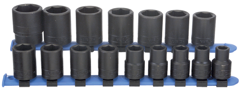 16 Piece - #466 - 10 to 27mm - 1/2'' Drive - 6 Point - Metric Impact Socket Set - Makers Industrial Supply