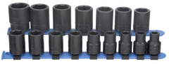 16 Piece - #466 - 10 to 27mm - 1/2'' Drive - 6 Point - Metric Impact Socket Set - Makers Industrial Supply