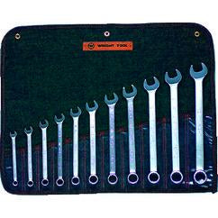 Wright Tool Fractional Combination Wrench Set -- 11 Pieces; 12PT Chrome Plated; Includes Sizes: 3/8; 7/16; 1/2; 9/16; 5/8; 11/16; 3/4; 13/16; 7/8; 15/16; 1"; Grip Feature - Makers Industrial Supply