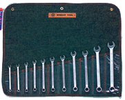 Wright Tool Metric Combination Wrench Set -- 11 Pieces; 12PT Chrome Plated; Includes Sizes: 7; 8; 9; 10; 11; 12; 13; 14; 15; 17; 19mm - Makers Industrial Supply