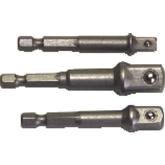 3 Piece - Magnetic Nut Driver Bit Set - For 1/4″, 3/8″, 1/2″ Sockets - Makers Industrial Supply