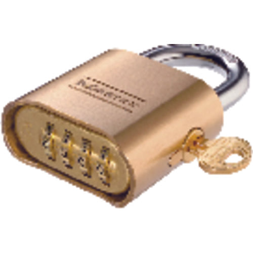 Combination Padlock 2″ Body Width; Keyed: Resettable; Brass - Makers Industrial Supply