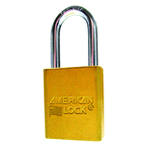 Aluminum Padlock 1 1/2″ Body Width; Keyed: Different; Yellow - Makers Industrial Supply