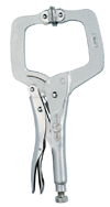 C-Clamp with Swivel Pads -- #11SP Plain Grip 3-3/4'' Capacity 11'' Long - Makers Industrial Supply