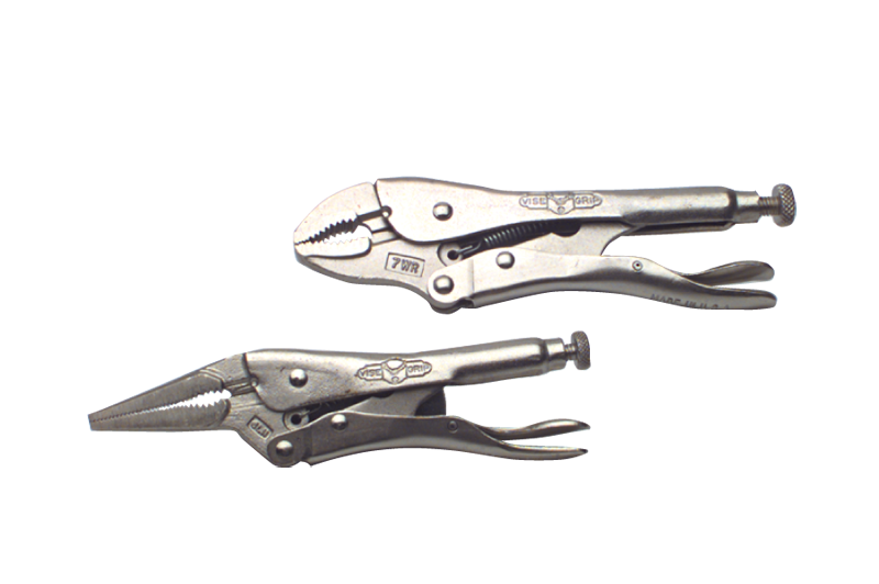 Locking Plier Set -- 2pc. Chrome Plated- Includes: 6" Long Nose; 7" Curved Jaw - Makers Industrial Supply