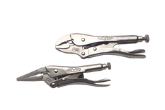 Locking Plier Set -- 2pc. Chrome Plated- Includes: 6" Long Nose; 7" Curved Jaw - Makers Industrial Supply