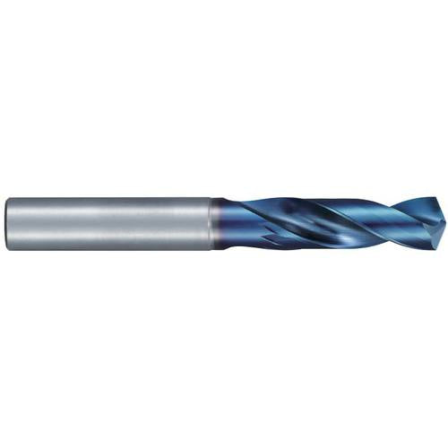 23/64″ Dia. × 10 mm Shank × 40 mm Flute Length × 89 mm OAL, Stub, 135°, Aqua Revo D, 2 Flute, External, Solid Carbide Drill - Exact Industrial Supply