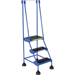 Spring Loaded Roll Ladder 3 Step Blue - Exact Industrial Supply