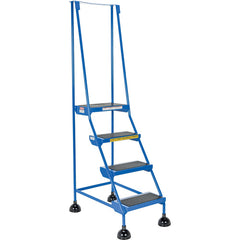 Spring Loaded Roll Ladder 4 Step Blue - Exact Industrial Supply