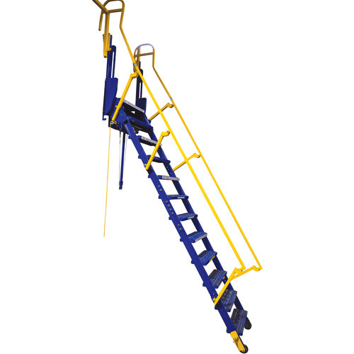 Folding Mezzanine Ladder 120″ 115Vac Pwr Storage - Exact Industrial Supply