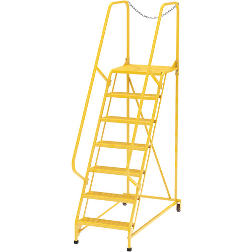 Maintenance Ladder Perforated 7-Step Yellow - Exact Industrial Supply