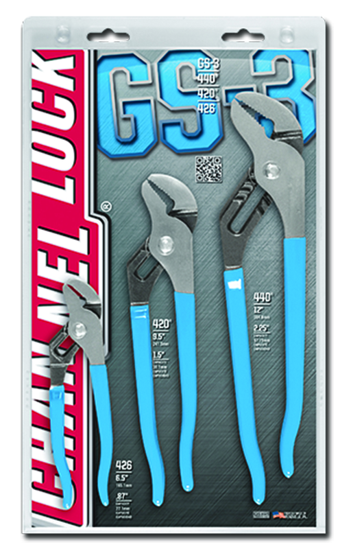 Channellock Tongue & Groove Plier Set -- #GS3; 3 Pieces; Includes: 6-1/2"; 9-1/2"; 12" - Makers Industrial Supply