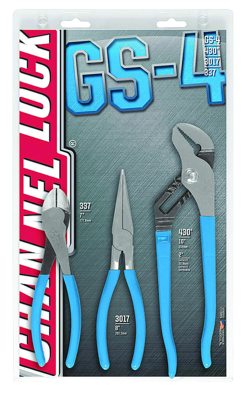 Channellock Combo Pliers Set -- #GS4; 3 Pieces; Includes: 7-1/2" Long Nose; 7" Cutting; 10" Tongue & Groove - Makers Industrial Supply