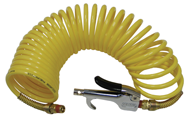 600N25A - 1/4 MPT x 25 Feet - Yellow Nylon - 1-Swivel Fitting(s) - Recoil Air Hose & Air Blow Gun Kit - Makers Industrial Supply