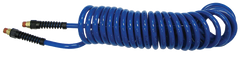 #PU1410BT - 1/4 MPT x 10 Feet - Transparent Blue Polyurethane - 1-Swivel Fitting(s) - Self-Storing Hose - Makers Industrial Supply
