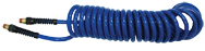 #PU3850BT - 3/8 MPT x 50 Feet - Transparent Blue Polyurethane - 1-Swivel Fitting(s) - Self-Storing Hose - Makers Industrial Supply