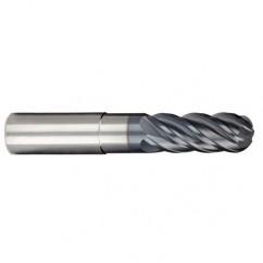 1/4" Dia. - 3/8" LOC - 2-1/2" OAL - Ball Nose 5 FL Carbide S/E HP End Mill-AlCrNX - Makers Industrial Supply