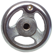 Polished Chrome Plated Handwheel - 12'' Wheel Diameter; 2-5/32'' Hub Diameter; 1/2-13 Threaded Handle Hole; 3/4'' Threaded Center Hole - Makers Industrial Supply