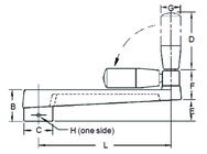 Broached Foldable Crank Handle - 3/4'' Hole Diameter; 3.15'' Handle Length; 6.3'' Width - Makers Industrial Supply