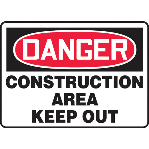 Sign, Danger Construction Area Keep Out, 10″ × 14″, Plastic - Makers Industrial Supply