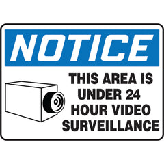 Sign, Notice This Area Is Under 24 Hour Video Surveillance, 10″ × 14″, Aluminum - Makers Industrial Supply