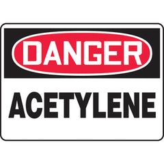 Sign, Danger Acetylene, 10″ × 14″, Plastic - Makers Industrial Supply