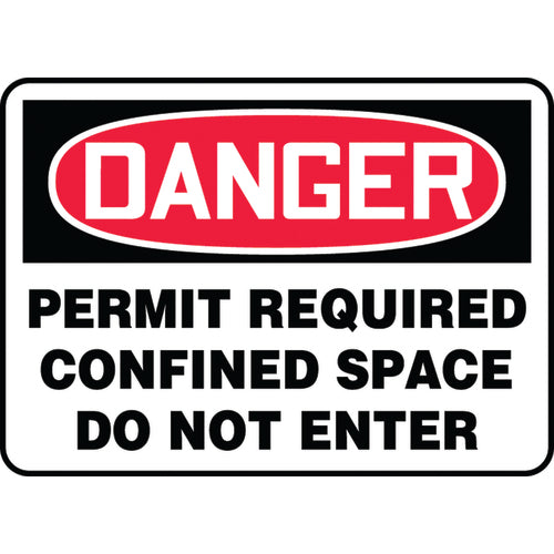 Sign, Danger Permit Required Confined Space Do Not Enter, 10″ × 14″, Plastic - Makers Industrial Supply