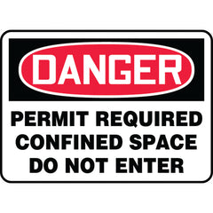 Sign, Danger Permit Required Confined Space Do Not Enter, 7″ × 10″, Aluminum - Makers Industrial Supply