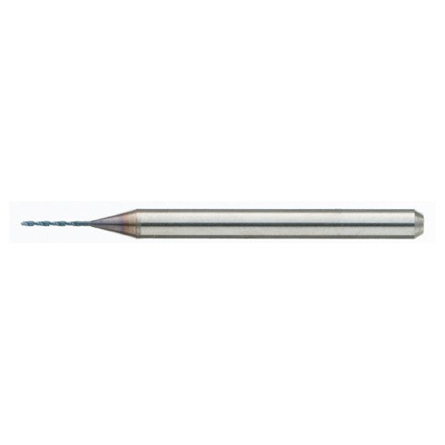 MDSS0040-ACF40B 0.4 mm Dia. × 0.4 mm Shank × 5 mm Flute Length × 38 mm OAL, PVD, External Coolant, Cylindrical Solid Carbide Drill - Exact Industrial Supply