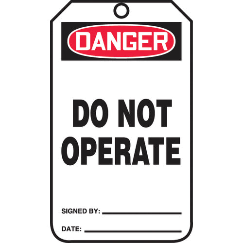 Safety Tag, Danger Do Not Operate , 25/Pk, Cardstock - Makers Industrial Supply