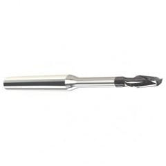 1.5mm Dia. - 2.2mm LOC - 38mm OAL - .25mm C/R 2 FL Carbide End Mill with 2.2mm Reach-Nano Coated - Makers Industrial Supply