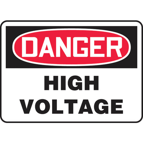 Sign, Danger High Voltage, 10″ × 14″, Plastic - Makers Industrial Supply