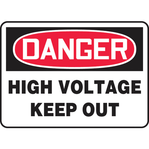 Sign, Danger High Voltage Keep Out, 7″ × 10″, Vinyl - Makers Industrial Supply